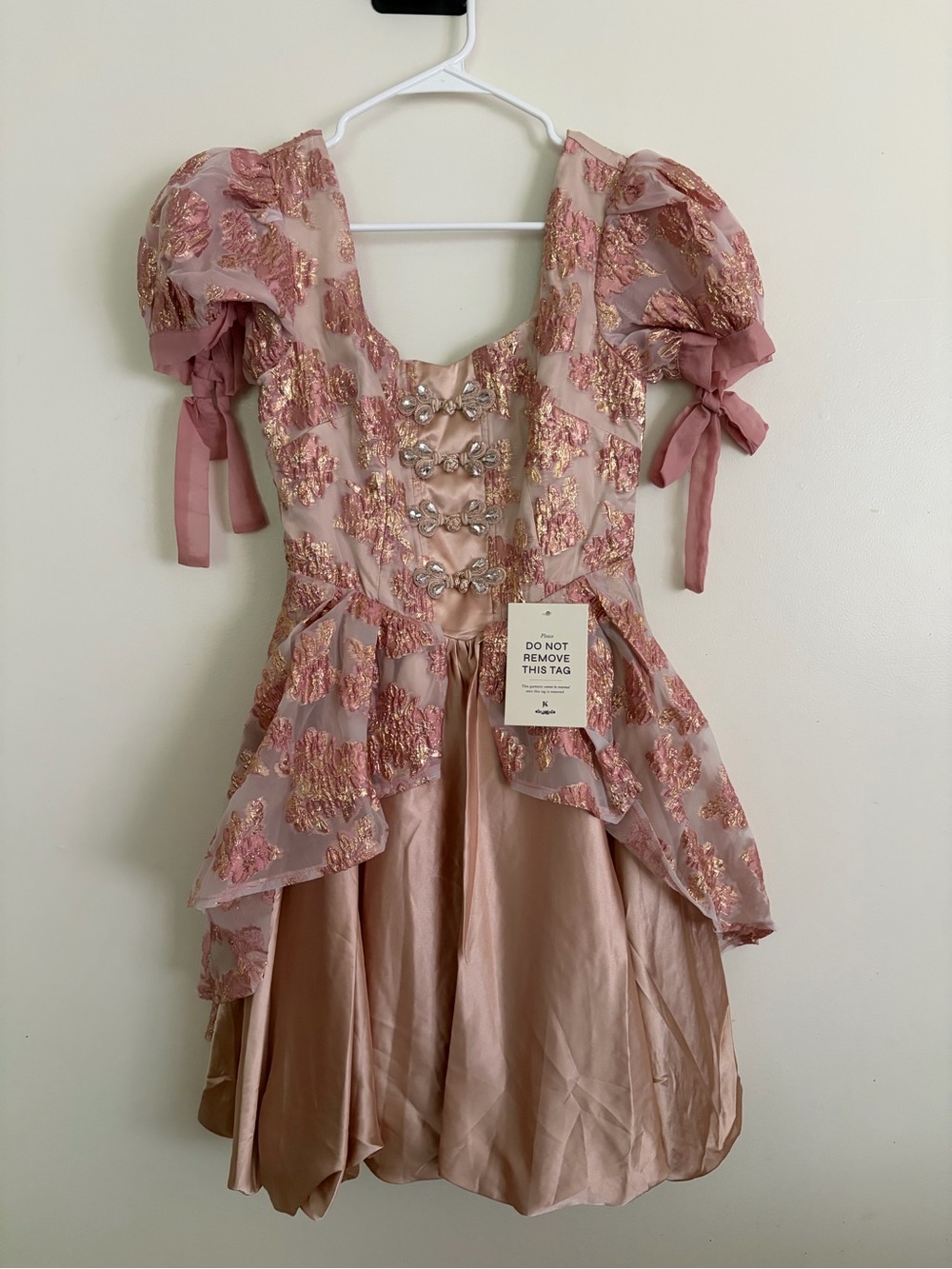 JessaKae Pink Rosegold Embroidered Party Dress